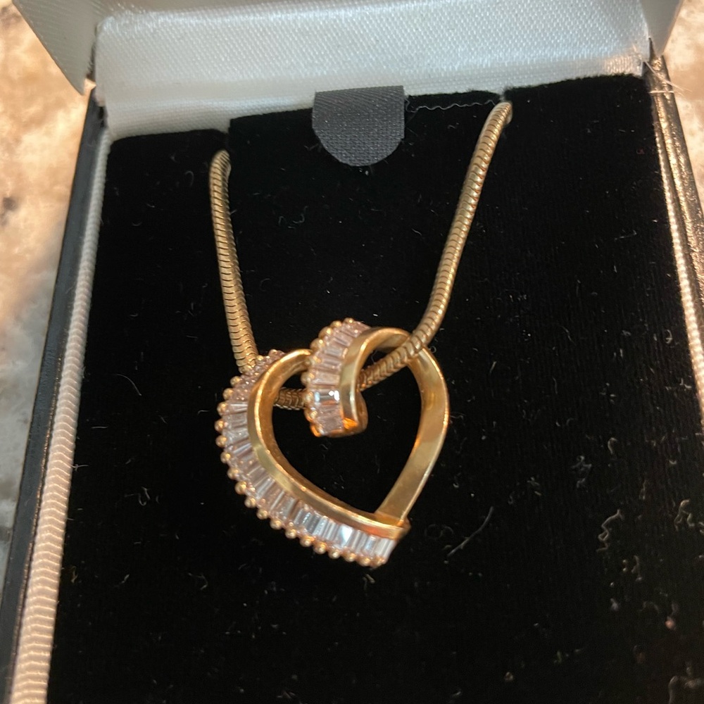 14k Diamond Heart Pendant and Chain